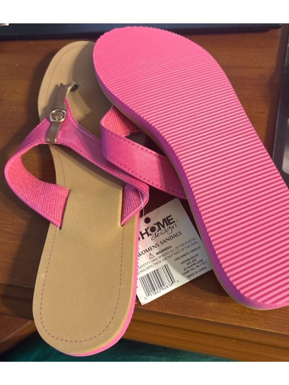 Womens Pink Sandals With Brown Accents Size Large 9/10 Casual Comfortable Style - Picture 4 of 8